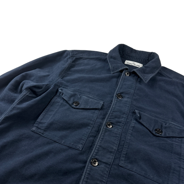 Stone Island 2017 Navy Thick Brushed Cotton Overshirt - XL