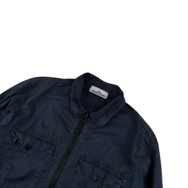 Stone Island 2019 Navy Cotton Zipped Overshirt - Small