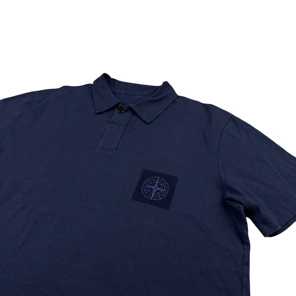 Stone Island Vintage 2001 Navy Spellout Cotton Polo Shirt - XL