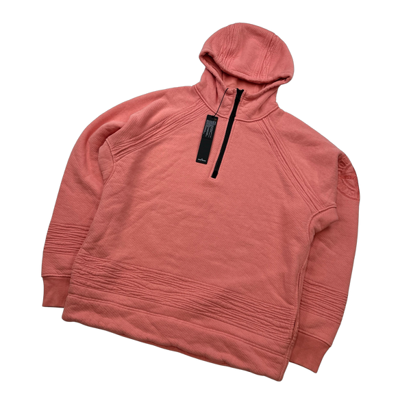 Stone Island 2022 Heavyweight Pink Spellout Quarter Zip Hoodie - Large