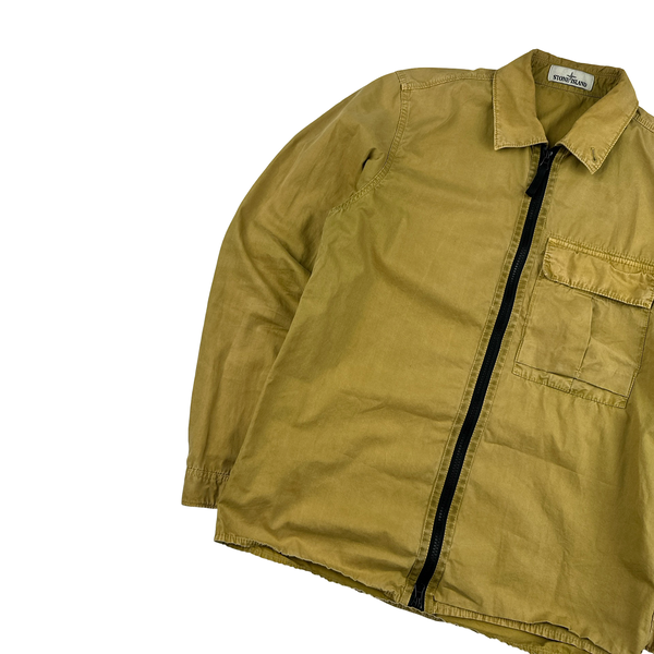 Stone Island 2019 Yellow Brushed Cotton Overshirt - Small