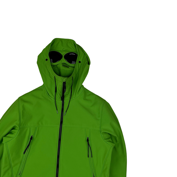 CP Company Green Fleece Lined Soft Shell Goggle Jacket - Small