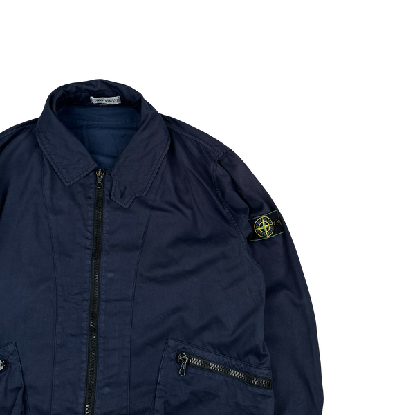 Stone Island 1990s Vintage Navy Raso Gommato Jacket - Medium