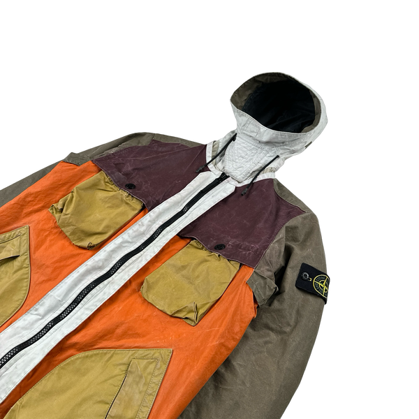 Stone Island 2019 Tela Placcata Resin Coated Bicolore Hooded Jacket - Small