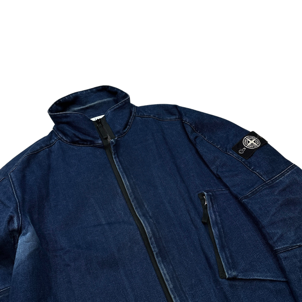 Stone Island Polypropylene Denim Zipped High Neck Jacket - 3XL