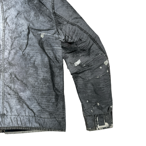 Stone Island Silver Liquid Reflective Fleece Lined Jacket - XL