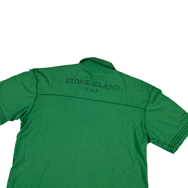Stone Island Vintage Cotton Embroidered Back Spellout Polo Shirt - Large
