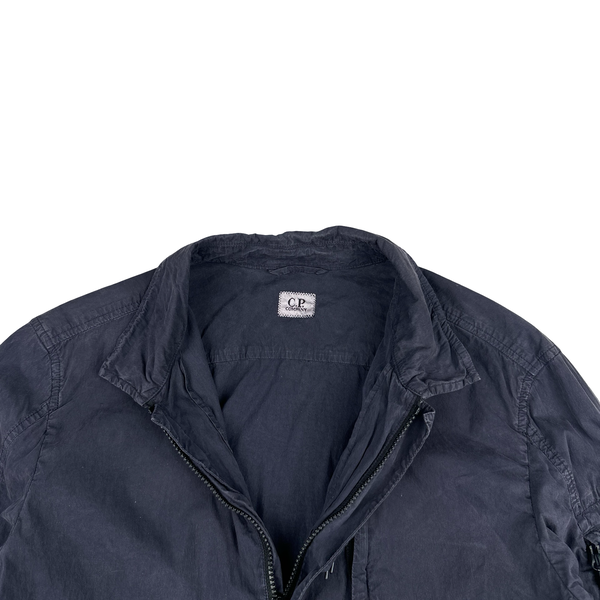 CP Company Navy Cotton Lens View Zipped Overshirt - Medium