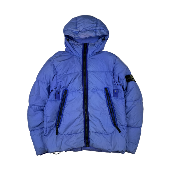 Stone Island 2021 Blue Crinkle NY Down Puffer Jacket - Large