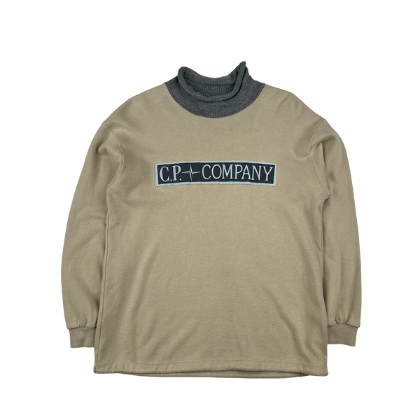 CP Company RARE 1980s Vintage Spellout Roll Neck Cotton Pullover - Medium