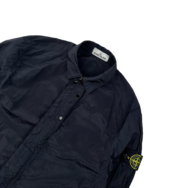Stone Island Navy Blue Nylon Metal Shimmer Overshirt - Medium