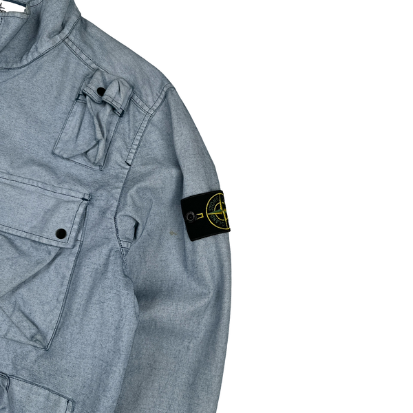 Stone Island 2019 Canvas Placcato Washed Blue Jacket - Medium