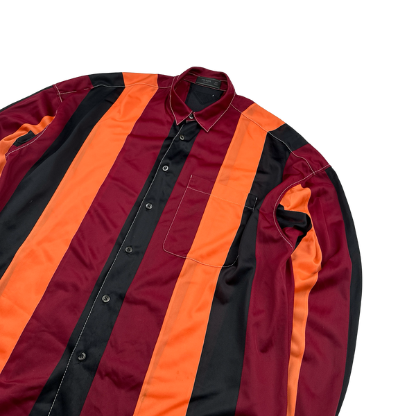 Prada Runway Striped Panel Silk Twill Buttoned Sample Shirt - XL