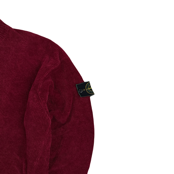 Stone Island 1998 Red Chenille Knit Vintage Jumper - Medium