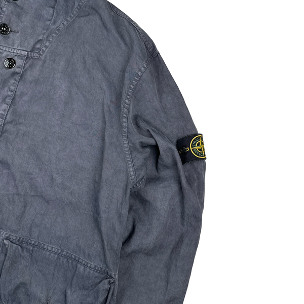 Stone Island 2002 Charcoal Grey Lino Flax Blend Zipped Jacket - XL