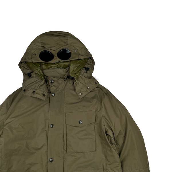 CP Company Khaki Micro M Down Filled Goggle Jacket - Large