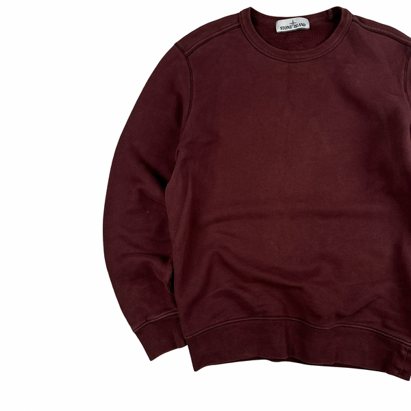 Stone Island 2019 Maroon Red Cotton Crewneck - Small