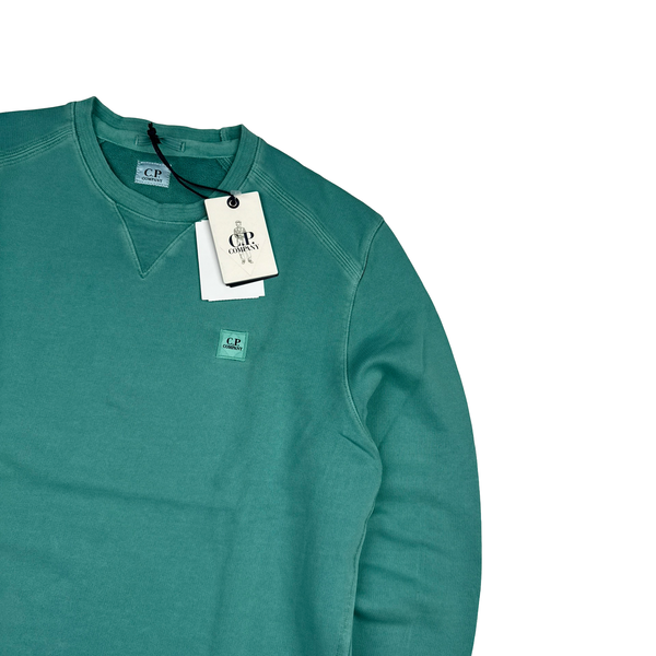 CP Company Green Cotton Garment Dyed Crewneck Jumper - Large