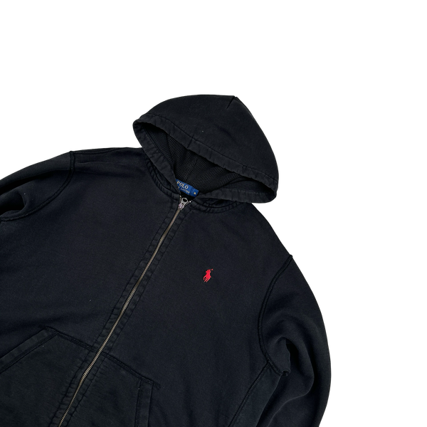 Ralph Lauren Black Thick Cotton Zipped Hoodie - XL