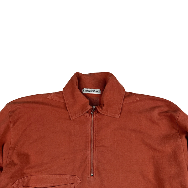 Stone Island Marina Vintage Quarter Zip Cotton Jumper - Medium