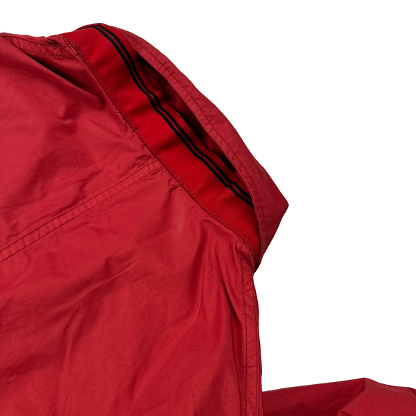 Stone Island 2008 Red Nylon Resin Coated Zipped Overshirt Jacket - Medium