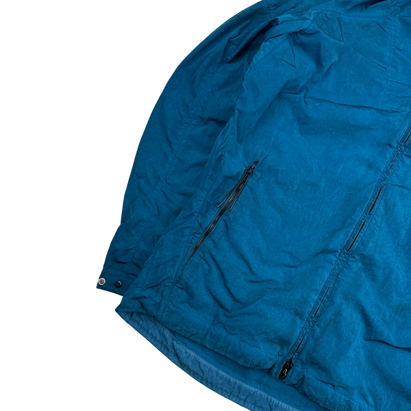 CP Company Blue Chrome Nylon Zipped Hooded Jacket - XL