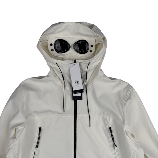 CP Company White Soft Shell R Goggle Hooded Zipped Jacket - 3XL