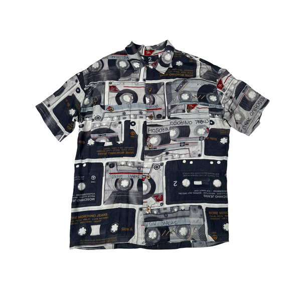 Moschino Boom Box Monogram Buttoned Short Sleeve Shirt - Large