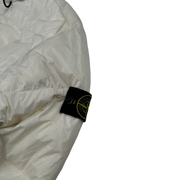 Stone Island White Garment Dyed Crinkle Reps Puffer Jacket - Medium