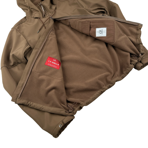 CP Company Brown Metropolis Fleece Lined Mesh Soft Shell Jacket - Large