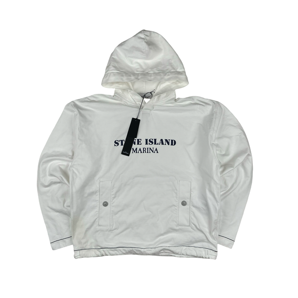 Stone Island Marina 2024 White Overdyed Hoodie - Medium