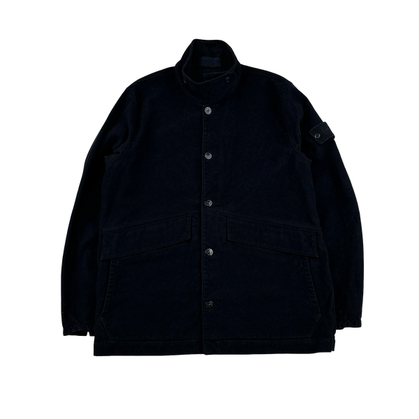 Stone Island 2021 Navy Cotton Nylon Moleskin TC Ghost Jacket - Large
