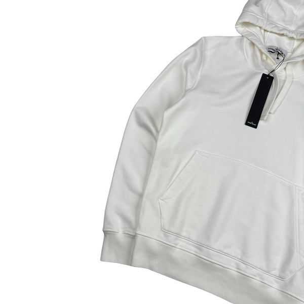 Stone Island 2021 White Pullover Cotton Hoodie - Small