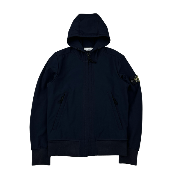 Stone Island 2016 Navy Light Soft Shell R Hooded Jacket - Small