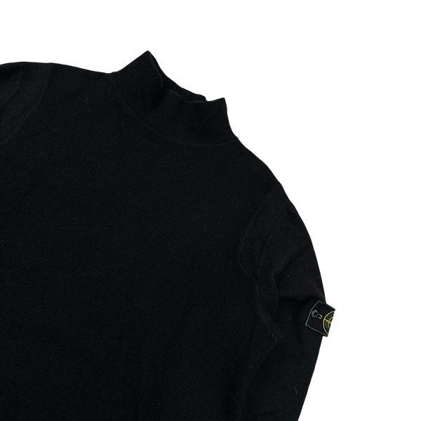 Stone Island 90s Vintage Black Wool Mock Neck Pullover Jumper - XL