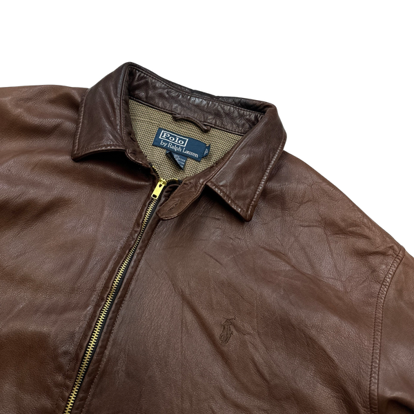 Ralph Lauren Brown Heavyweight Leather Jacket - Large