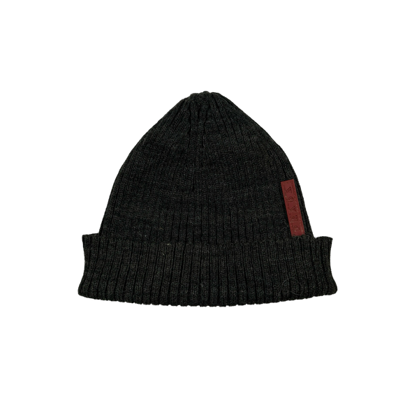 Prada Tab Charcoal Wool Spellout Tab Beanie