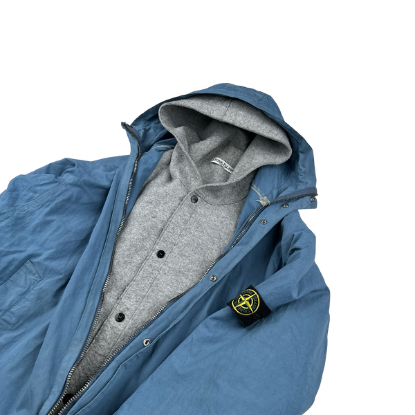 Stone Island 2004 Blue Duel Layer Cotton Parka Jacket - XL