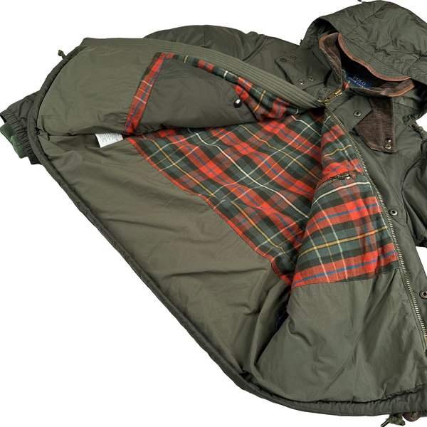 Ralph Lauren Khaki Quilted Multi Pocket Hooded Jacket - Medium