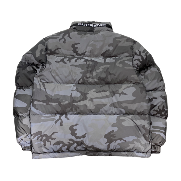 Supreme Silver Reflective Camo Puffer Jacket - Medium