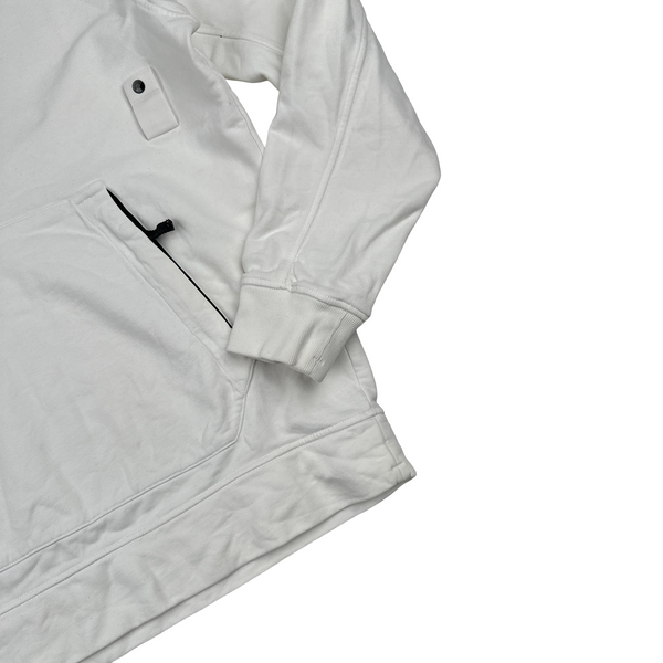 Stone Island 2021 White Contrast Piping Pullover Hoodie - Large