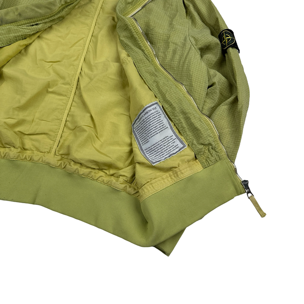 Stone Island 2010 Yellow Green Screen Carbon Silk Bomber Jacket - XL