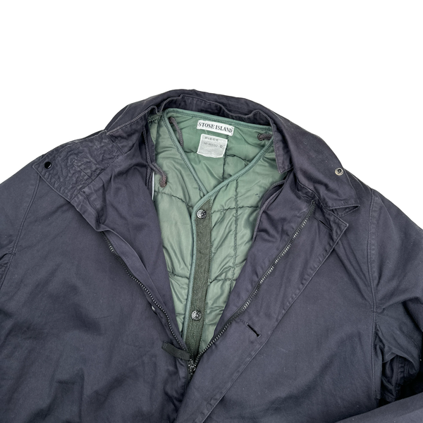 Stone Island Vintage 1998 Navy Raso Gommato Down Liner Jacket - XL