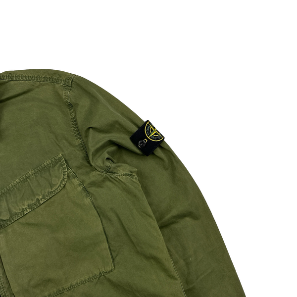 Stone Island 2022 Green Cotton Zipped Overshirt - Large