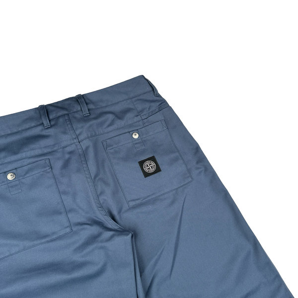 Stone Island 2022 Blue Cotton Blend Patch Trousers - 32"