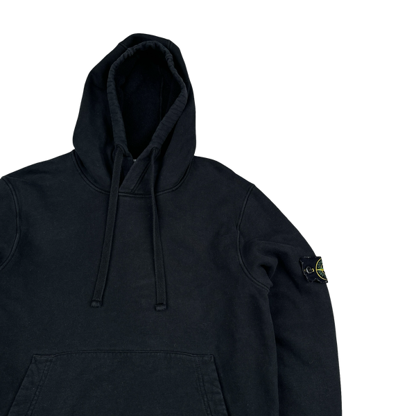 Stone Island 2020 Black Cotton Pullover Hoodie - Small