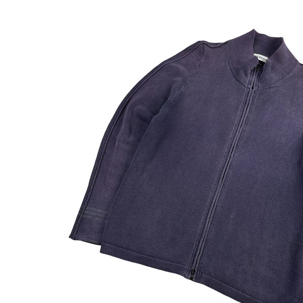 Stone Island 2001 Purple Knitted Vintage Zipped Jumper - Large
