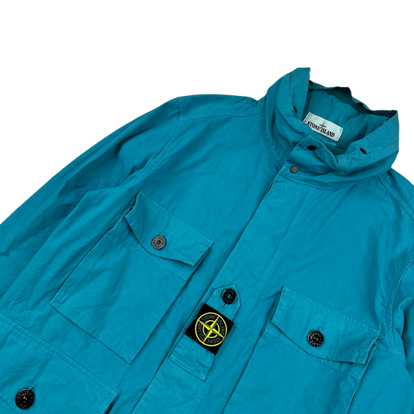 Stone Island 2020 Blue Cotton Cordura Centre Badge Field Jacket - Medium