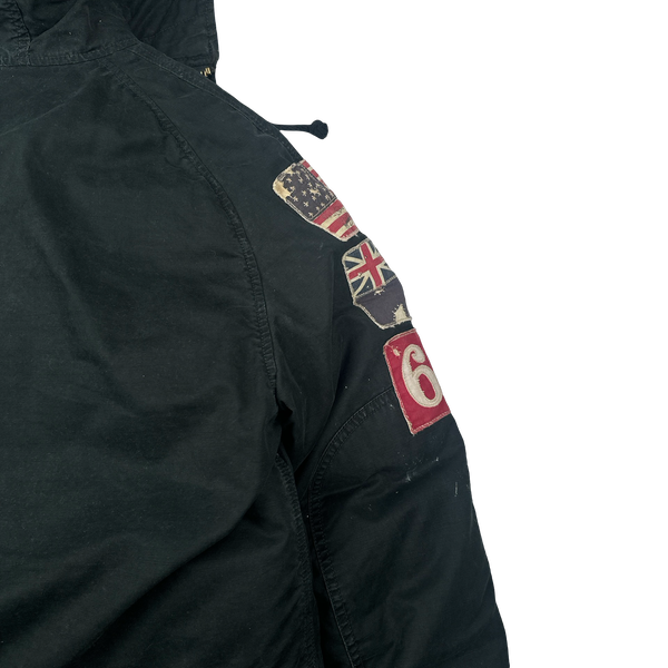 Ralph Lauren Black Fur Hooded Parka Jacket - Small