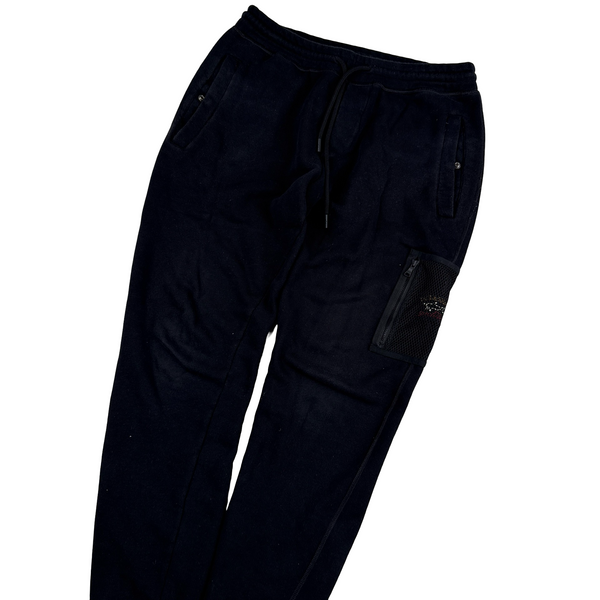 Paul And Shark Black Cotton Netted Pocket Joggers - Medium